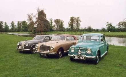 <I>Unique trio at Rover P4 Guild National at Stanford Hall in England in May 1999. From left a Marauder Coup, the Farina Drophead from 1953 based on a P4 75 chassi and a Cyclops. All these cars belong to George Hamill in the UK, that keeps them in excellent condition</I>