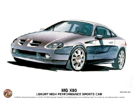 <I> Den frsta skissen from Peter Stevens penna, daterad Juni 2001, avsljade att MG Rover avsg att lansera en ny bil kallad X80.</I>