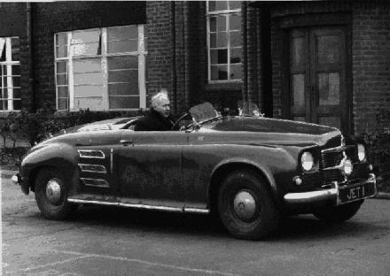 <I>The Rover head designer Maurice Wilks at the wheel of the Jet1</I>