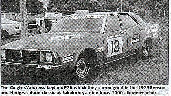 <I>Detta foto kommer frn en tidning och visar Tim Chadwicks
P76:a r 1975. Bilden togs efter tvlingen i Waitara.</I>